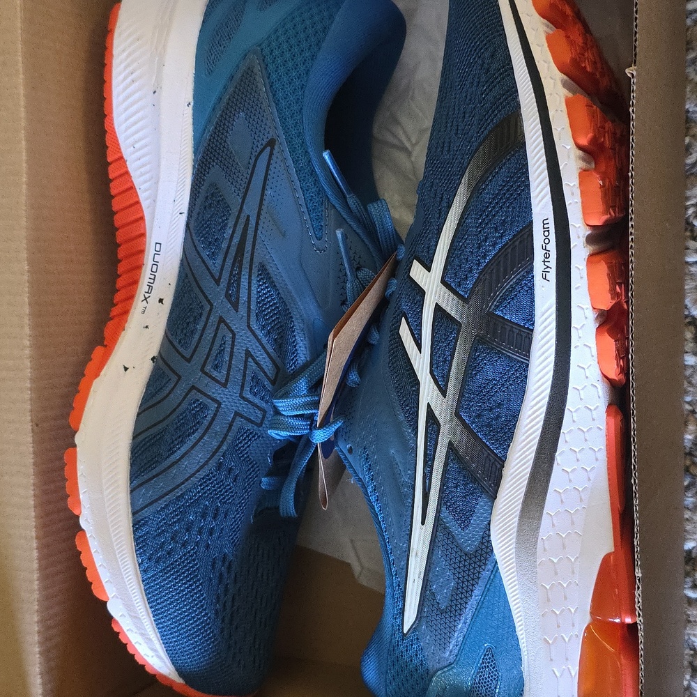 Asics GT-1000 10 Reborn Blue Black and Orange Sneakers 8.5 Extra Wide Running